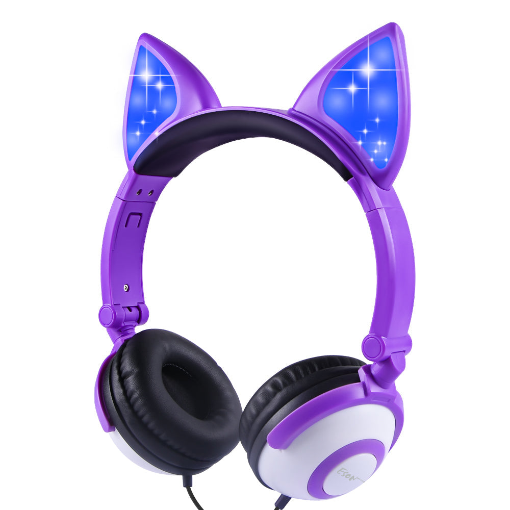 LED flashing cat ear headphones GlamzLife