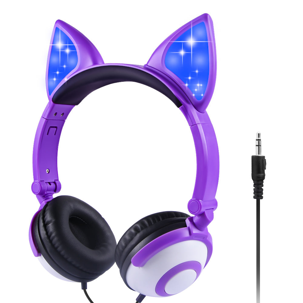 LED flashing cat ear headphones GlamzLife