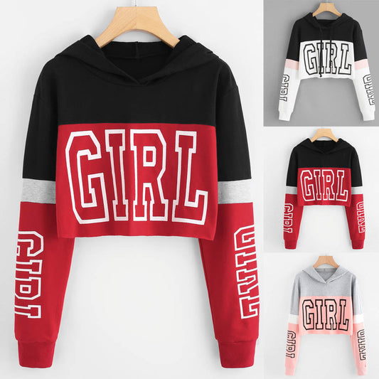 Letter Print Cropped Hoodie For Women's | GlamzLife