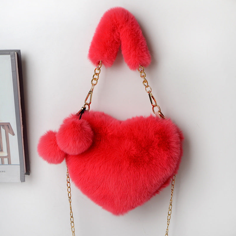 Love Bags Soft Plush Handbags Women Valentine's Day Party Bag GlamzLife