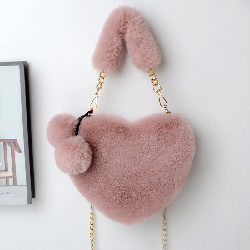 Love Bags Soft Plush Handbags Women Valentine's Day Party Bag GlamzLife