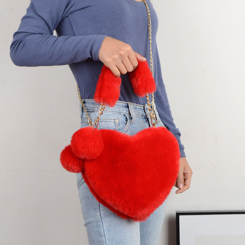 Love Bags Soft Plush Handbags Women Valentine's Day Party Bag GlamzLife