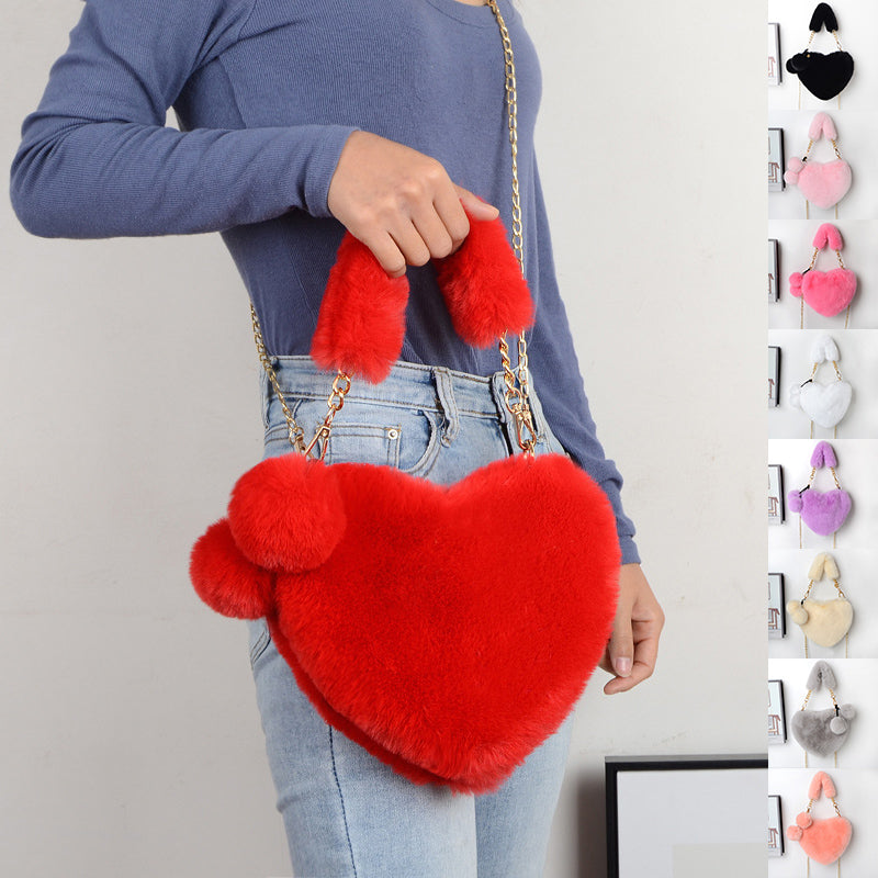 Love Bags Soft Plush Handbags Women Valentine's Day Party Bag GlamzLife