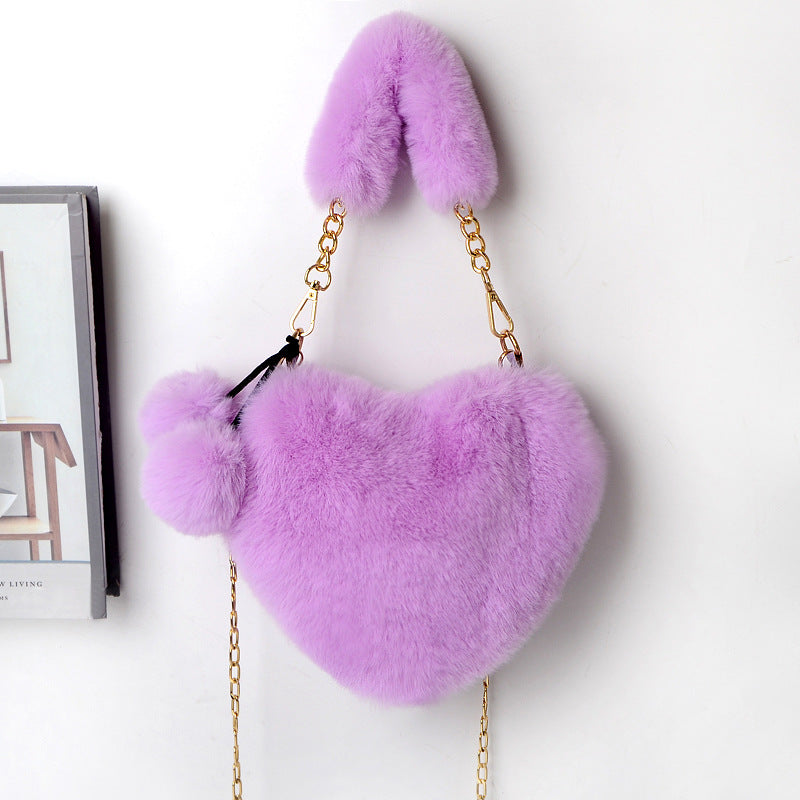 Love Bags Soft Plush Handbags Women Valentine's Day Party Bag GlamzLife