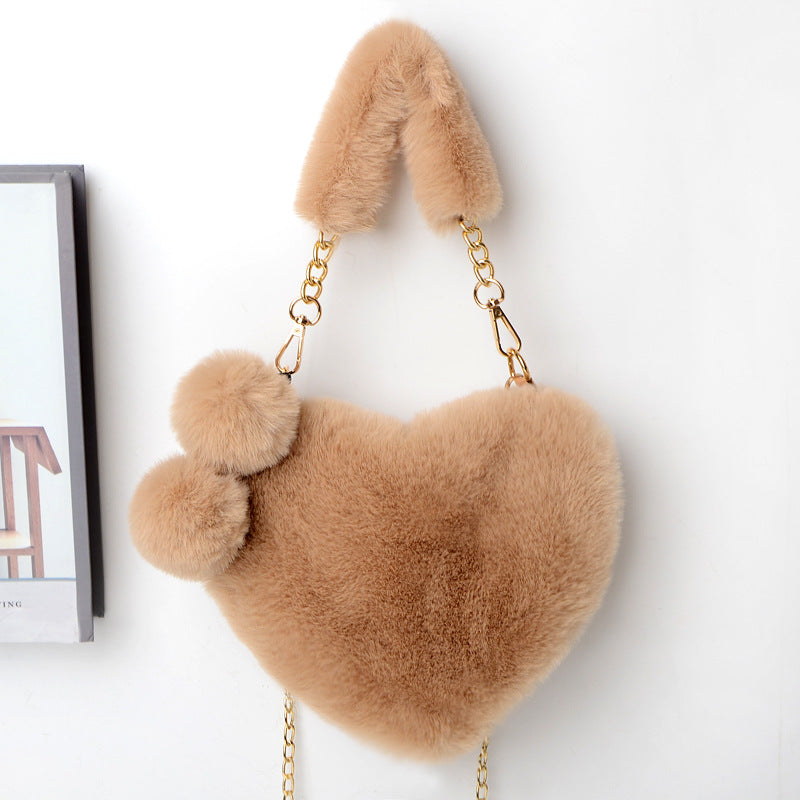 Love Bags Soft Plush Handbags Women Valentine's Day Party Bag GlamzLife