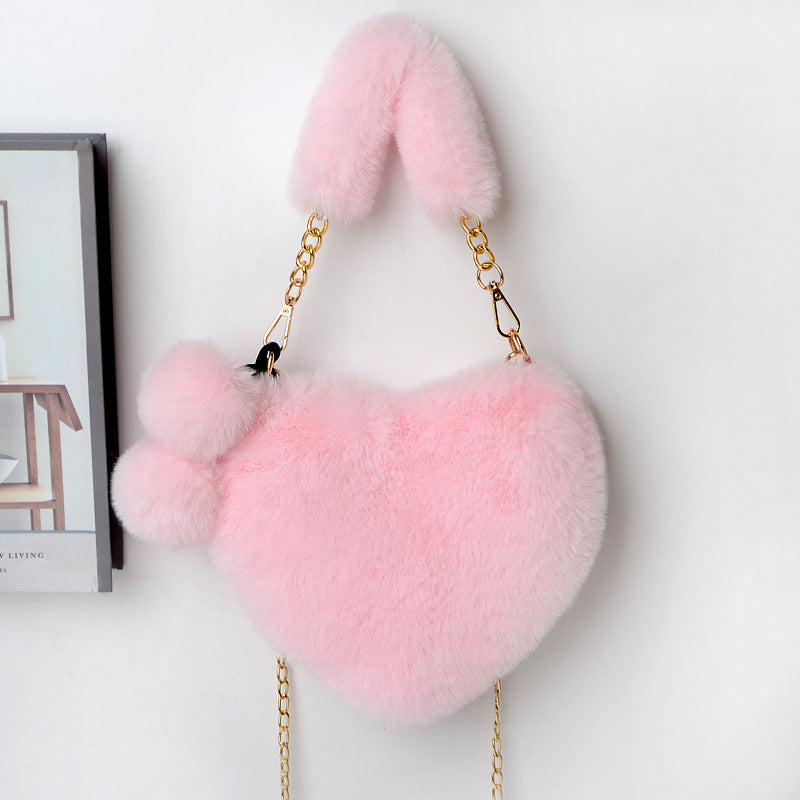 Love Bags Soft Plush Handbags Women Valentine's Day Party Bag GlamzLife