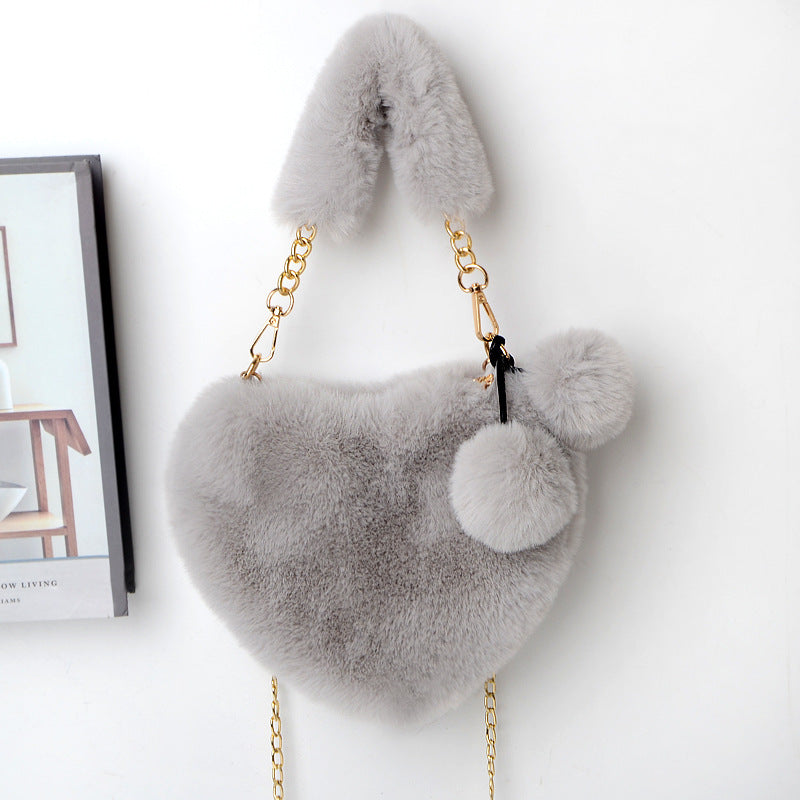 Love Bags Soft Plush Handbags Women Valentine's Day Party Bag GlamzLife