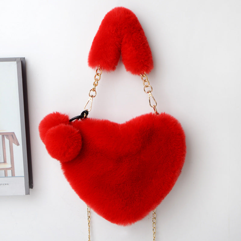 Love Bags Soft Plush Handbags Women Valentine's Day Party Bag GlamzLife