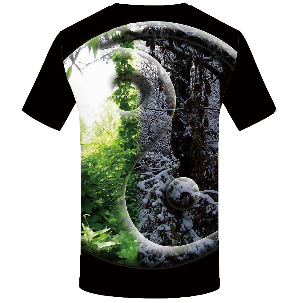 Men's 3D Digital Printed Round Neck Casual T-shirt GlamzLife