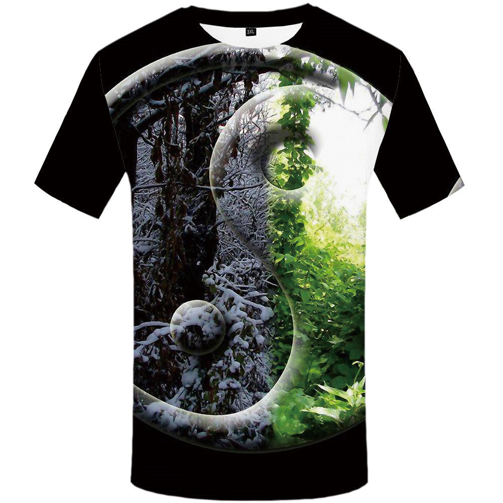 Men's 3D Digital Printed Round Neck Casual T-shirt GlamzLife