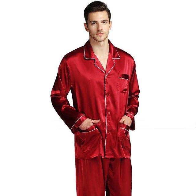 Men's Night Wear Silk Satin Pajamas Suit GlamzLife