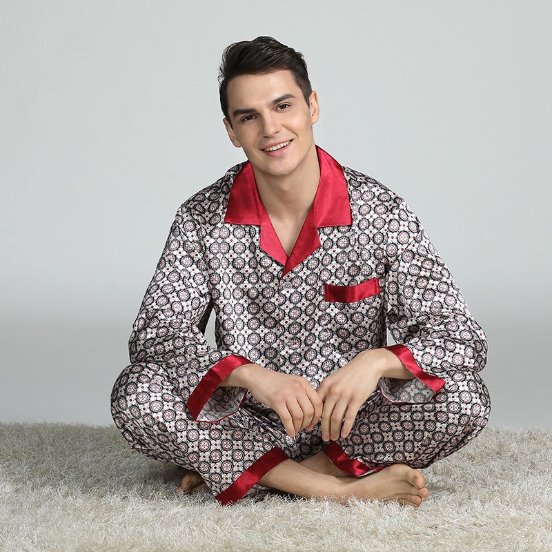 Men's Printed Silk Pajama Suit GlamzLife