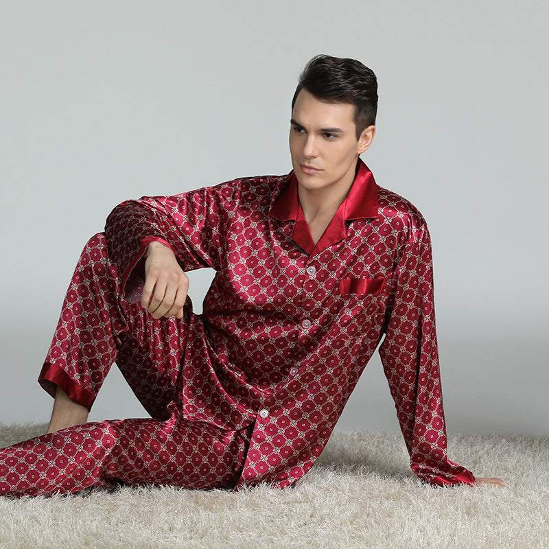 Men's Printed Silk Pajama Suit GlamzLife