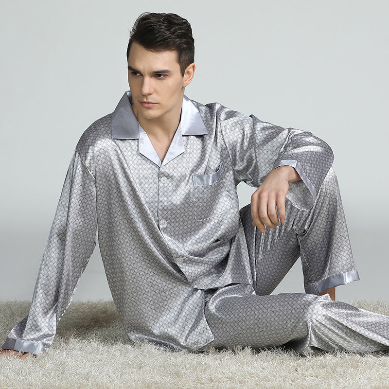 Men's Printed Silk Pajama Suit GlamzLife