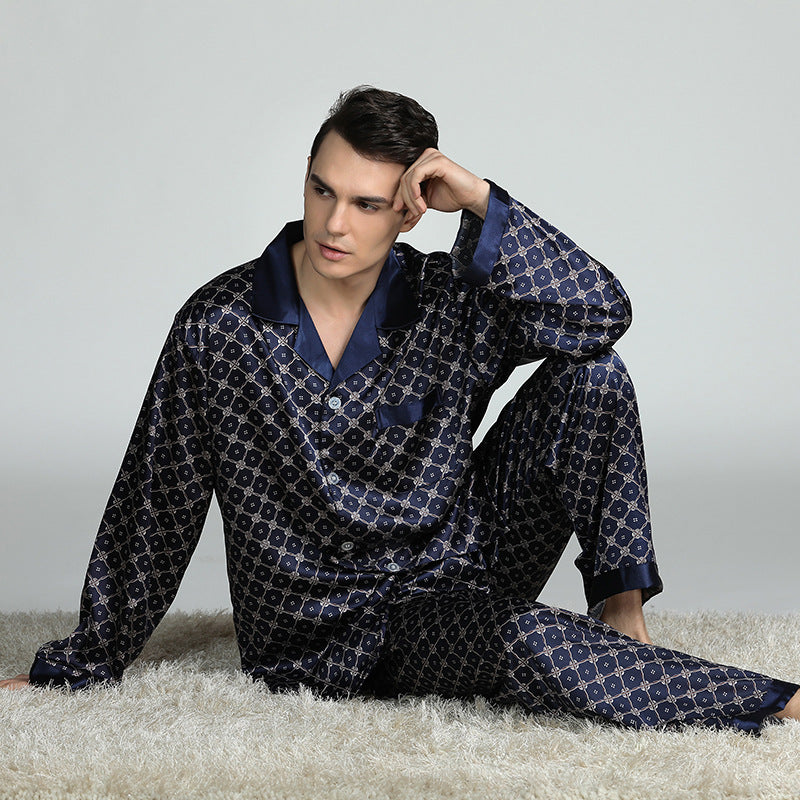 Men's Printed Silk Pajama Suit GlamzLife