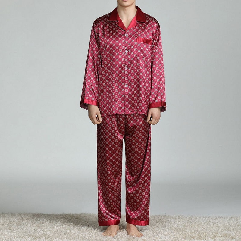 Men's Printed Silk Pajama Suit GlamzLife