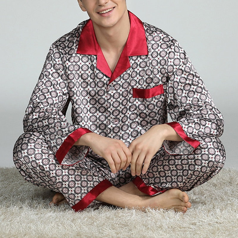 Men's Printed Silk Pajama Suit GlamzLife