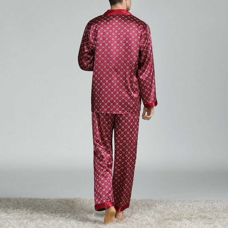 Men's Printed Silk Pajama Suit GlamzLife