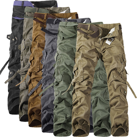 Men's Washed Multi-pocket Cargo Pants | GlamzLife