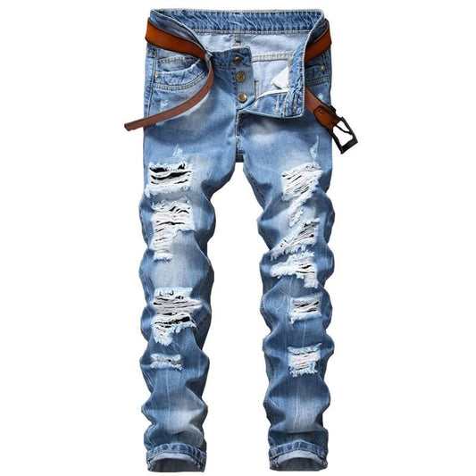 Men's Washed Trendy Ripped Jeans | GlamzLife