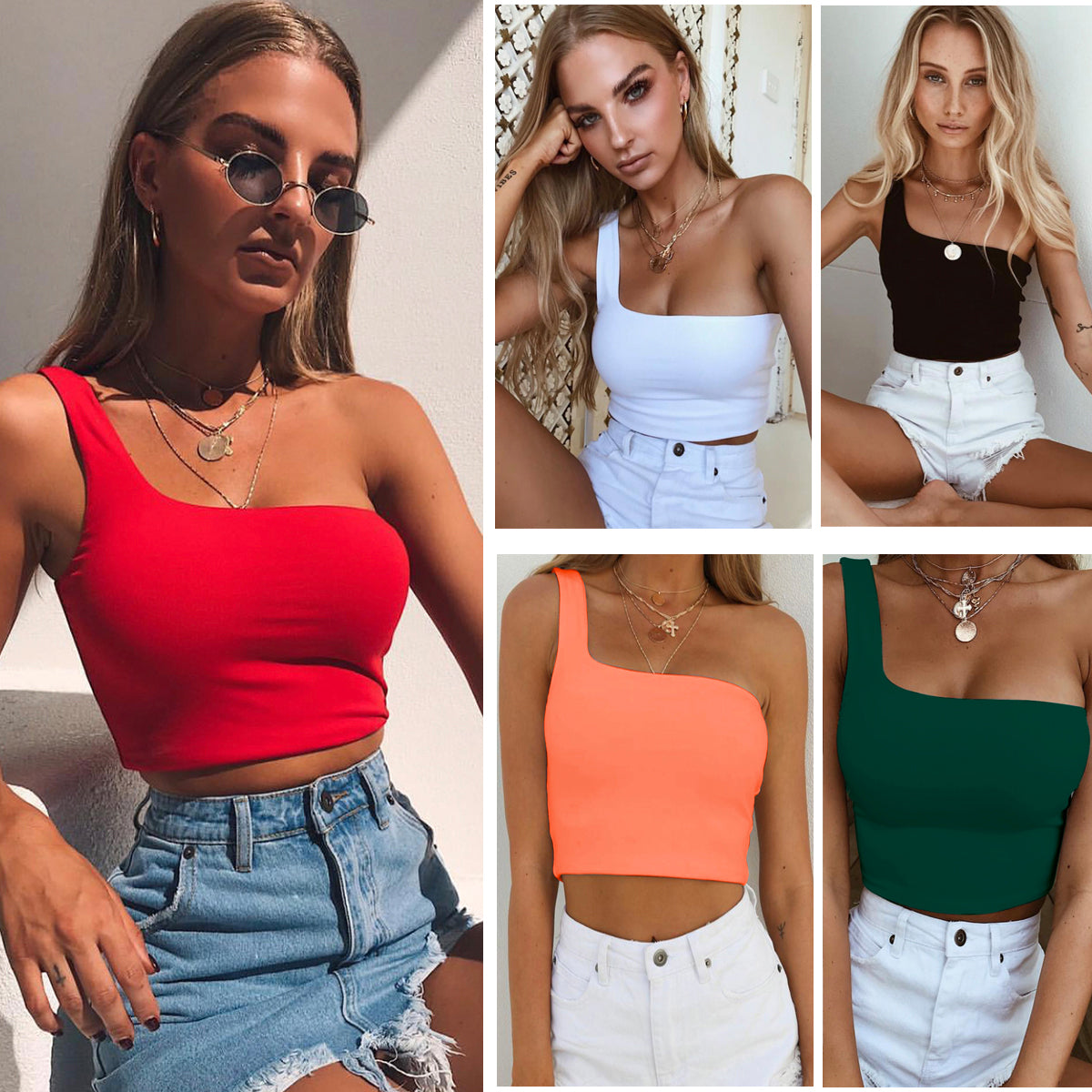 One-shoulder Vest Crop Tank Top GlamzLife