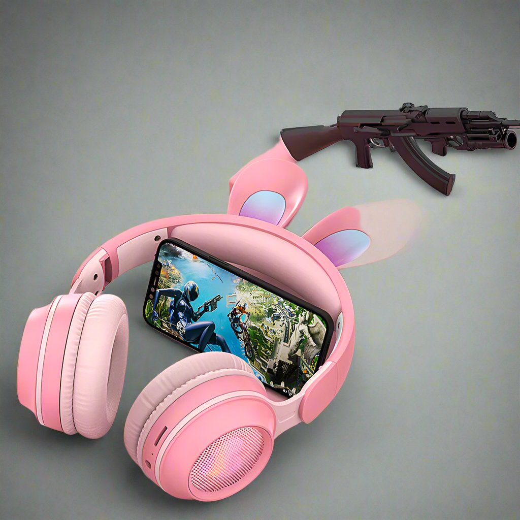 Rabbit Ear Headphones Wireless Luminous Extendable Wheat Headphones GlamzLife
