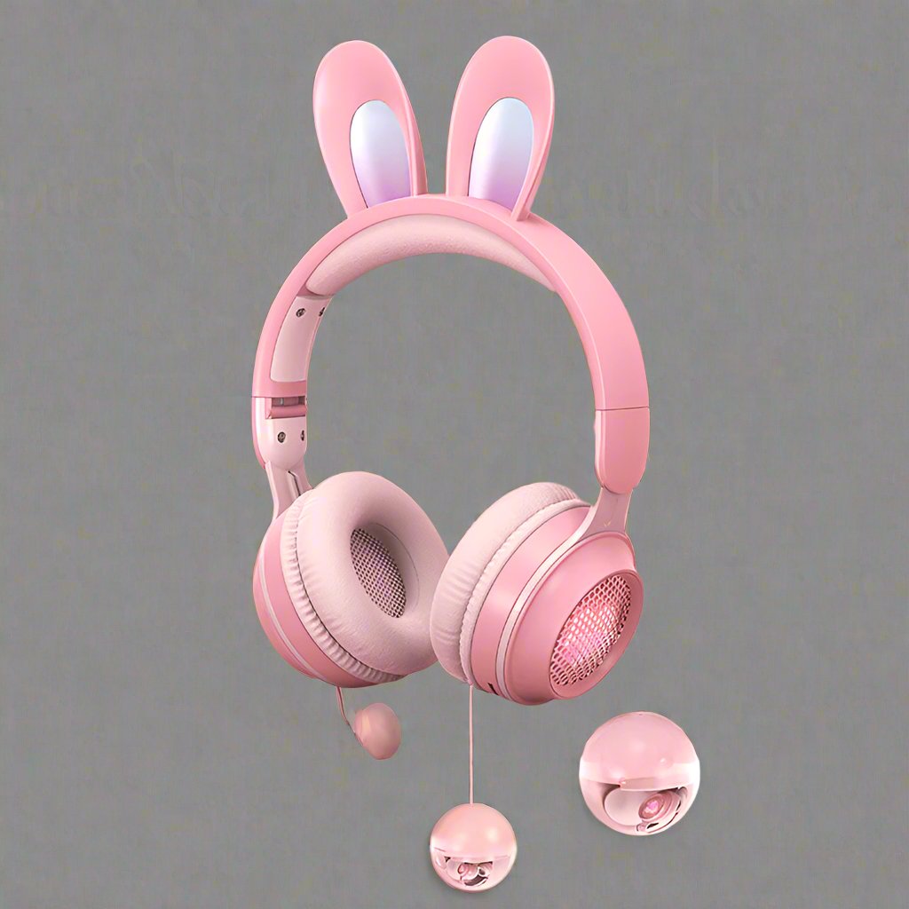Rabbit Ear Headphones Wireless Luminous Extendable Wheat Headphones GlamzLife