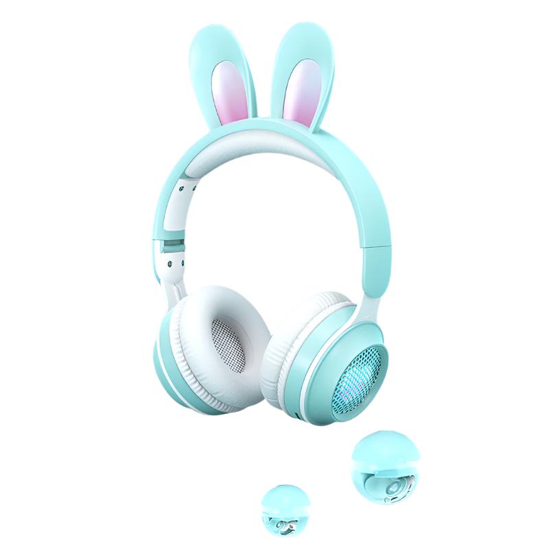 Rabbit Ear Headphones Wireless Luminous Extendable Wheat Headphones GlamzLife
