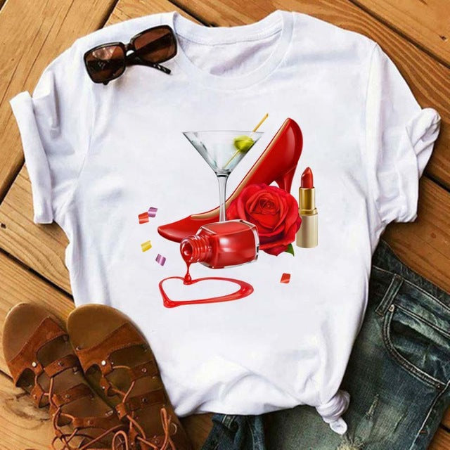 Round Neck Loose Fit Cropped T-shirt GlamzLife