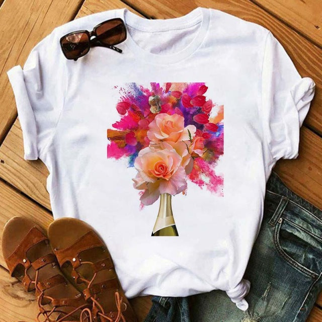 Round Neck Loose Fit Cropped T-shirt GlamzLife