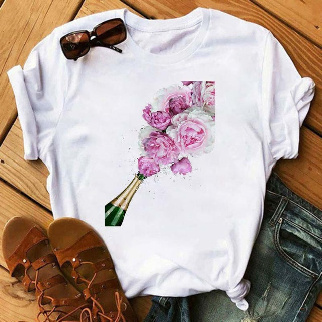 Round Neck Loose Fit Cropped T-shirt GlamzLife