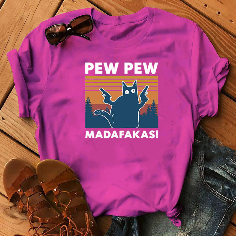 Short Sleeve Pew Maddakas Print T-Shirt | GlamzLife