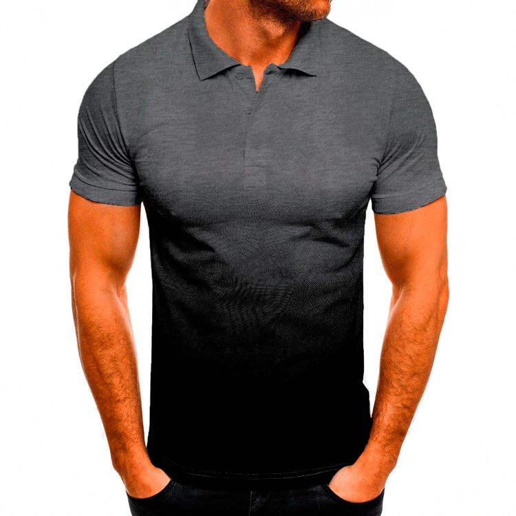 Slim-fit Gradient Print Short-sleeved Lapel Shirt | GlamzLife