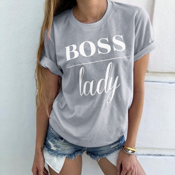 Solid Color Casual Letter Printed T-shirt | GlamzLife