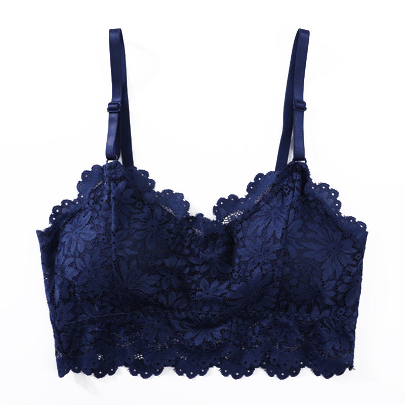 Solid Color Lace Beauty Bralette | Blue One size | GlamzLife