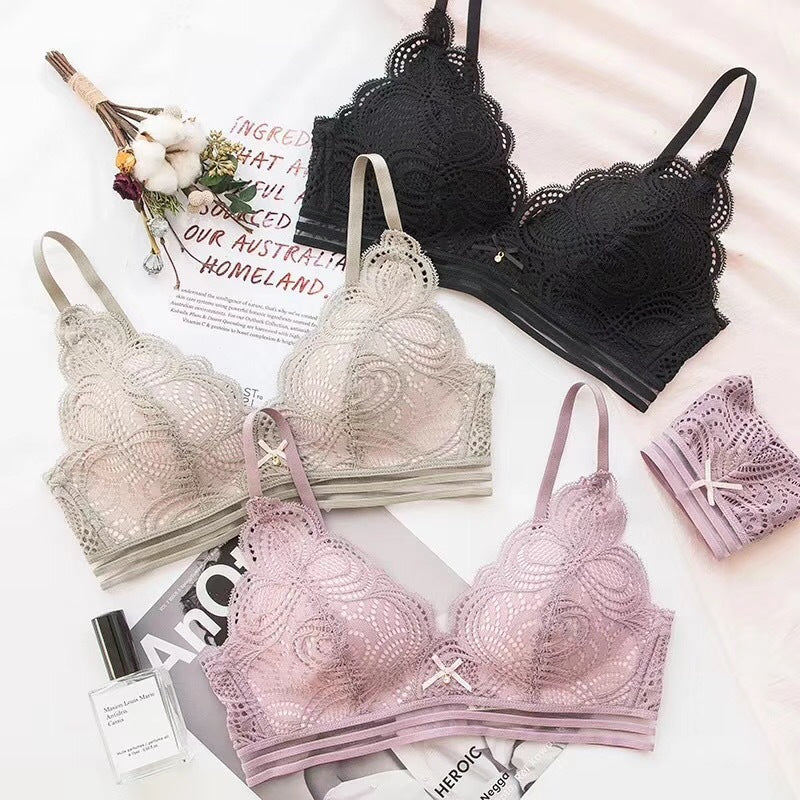 Solid Lace Up Bra Set GlamzLife