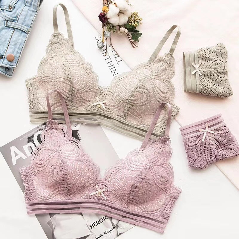 Solid Lace Up Bra Set GlamzLife