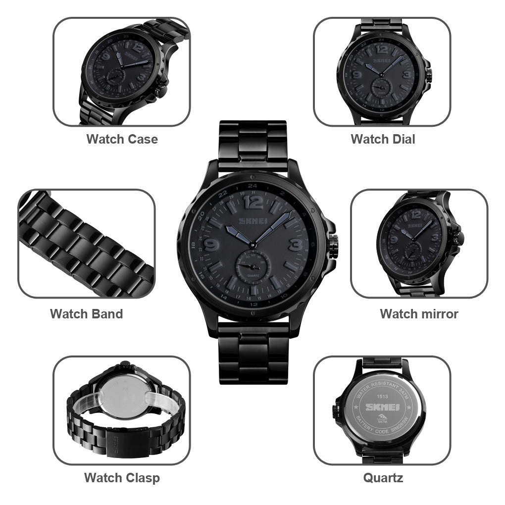 Steel Belt Quartz Men's Waterproof Watch GlamzLife