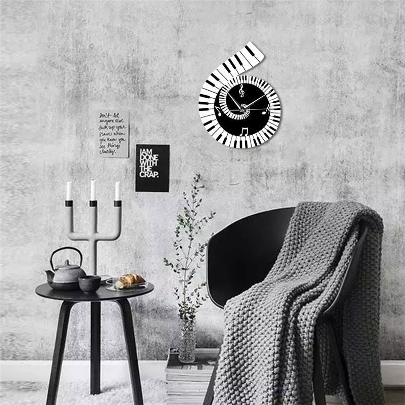 Treble Clef Piano Keyboard Musical Notes Wall Clock GlamzLife