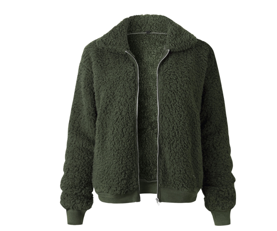 Velvet Lapel Short Jacket For Women's | Army Green | GlamzLife