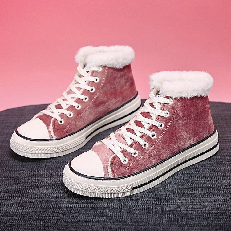 Velvet Thick Leopard Print Women's Sneakers GlamzLife