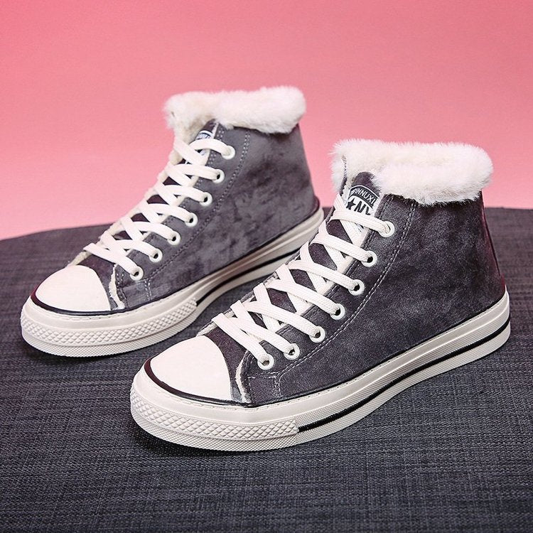 Velvet Thick Leopard Print Women's Sneakers GlamzLife