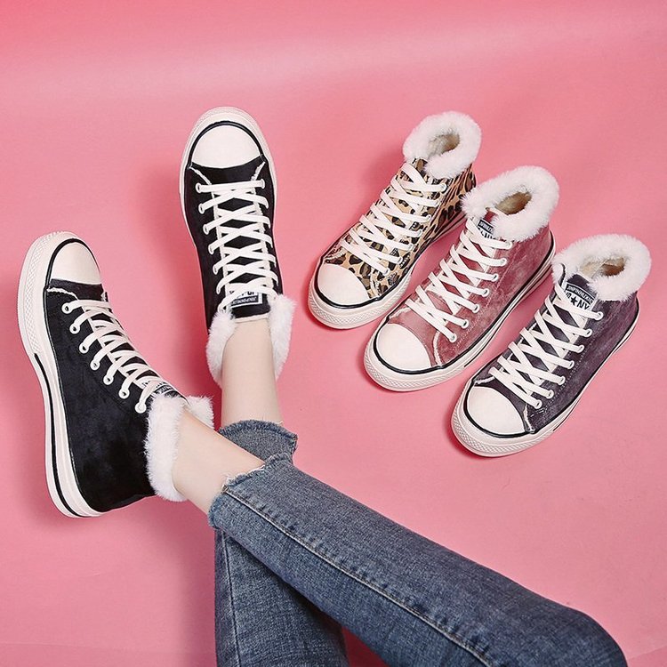 Velvet Thick Leopard Print Women's Sneakers GlamzLife