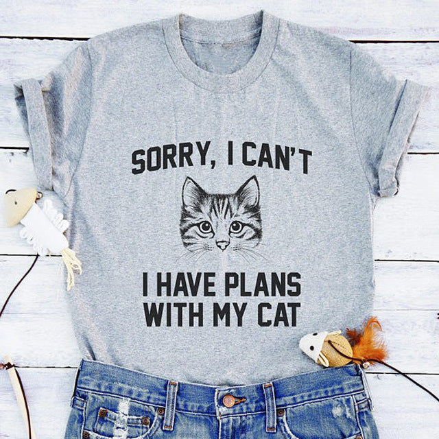 Women's Cartoon Cat Face Cute Graphic T-shirt GlamzLife
