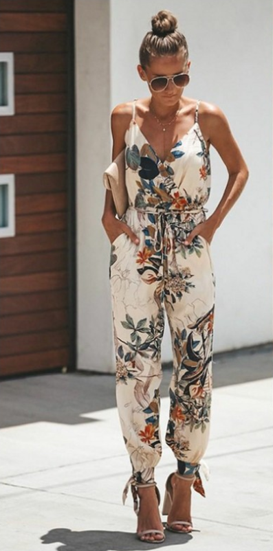 Women's Flowers Print Spaghetti Strap Romper GlamzLife