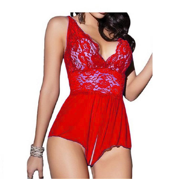 Women's Lace UP Plus Size Lingerie | Red | GlamzLife