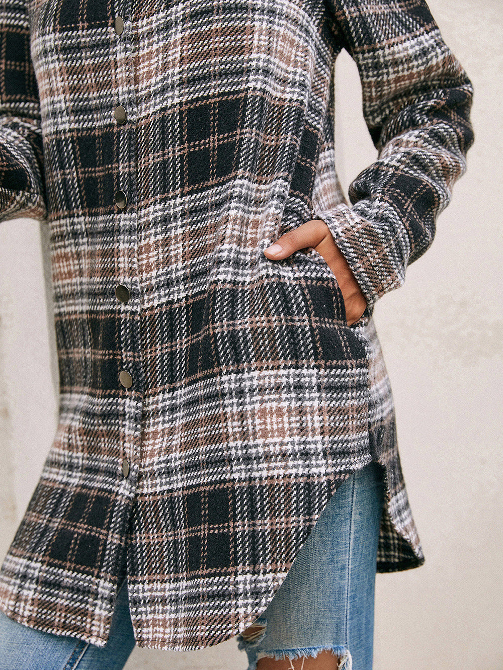 Women's Loose Casual Plush Plaid Shirt GlamzLife