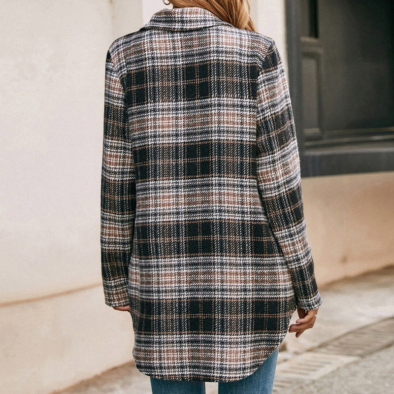 Women's Loose Casual Plush Plaid Shirt GlamzLife