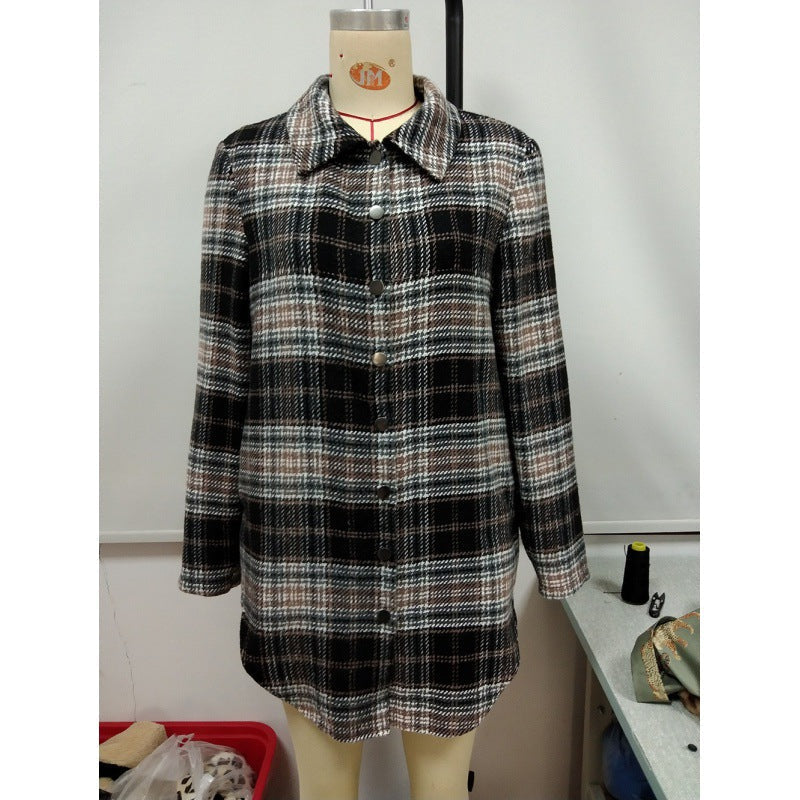Women's Loose Casual Plush Plaid Shirt GlamzLife