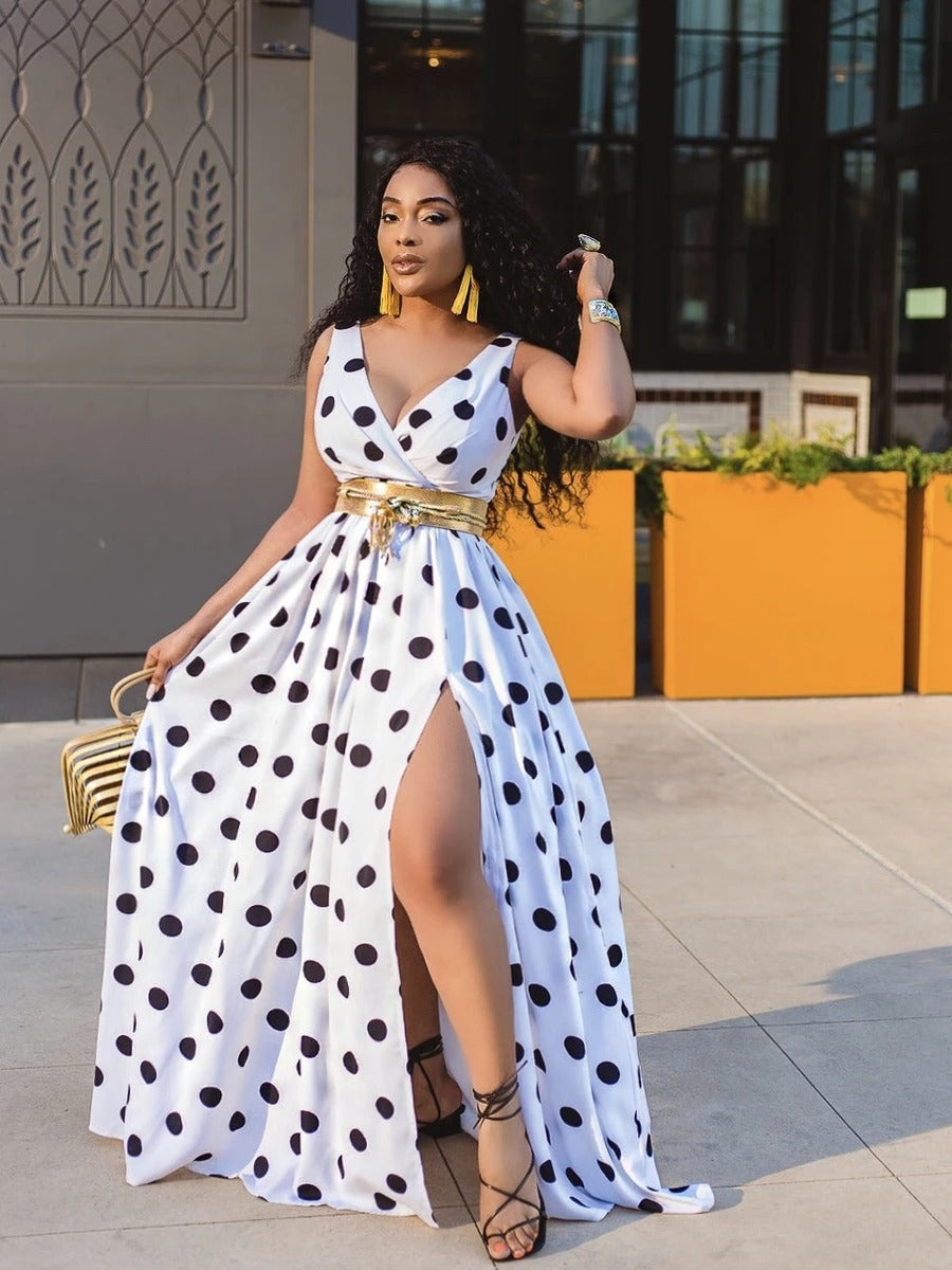 Women's Party V- Neck Side Slit Dress GlamzLife